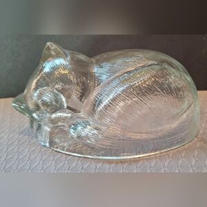 Crystal Clear Glass Cat Figurine